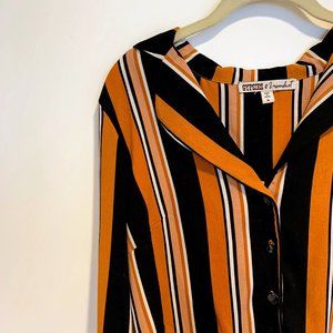 Gypsies & Moondust Tie Front Striped Blouse